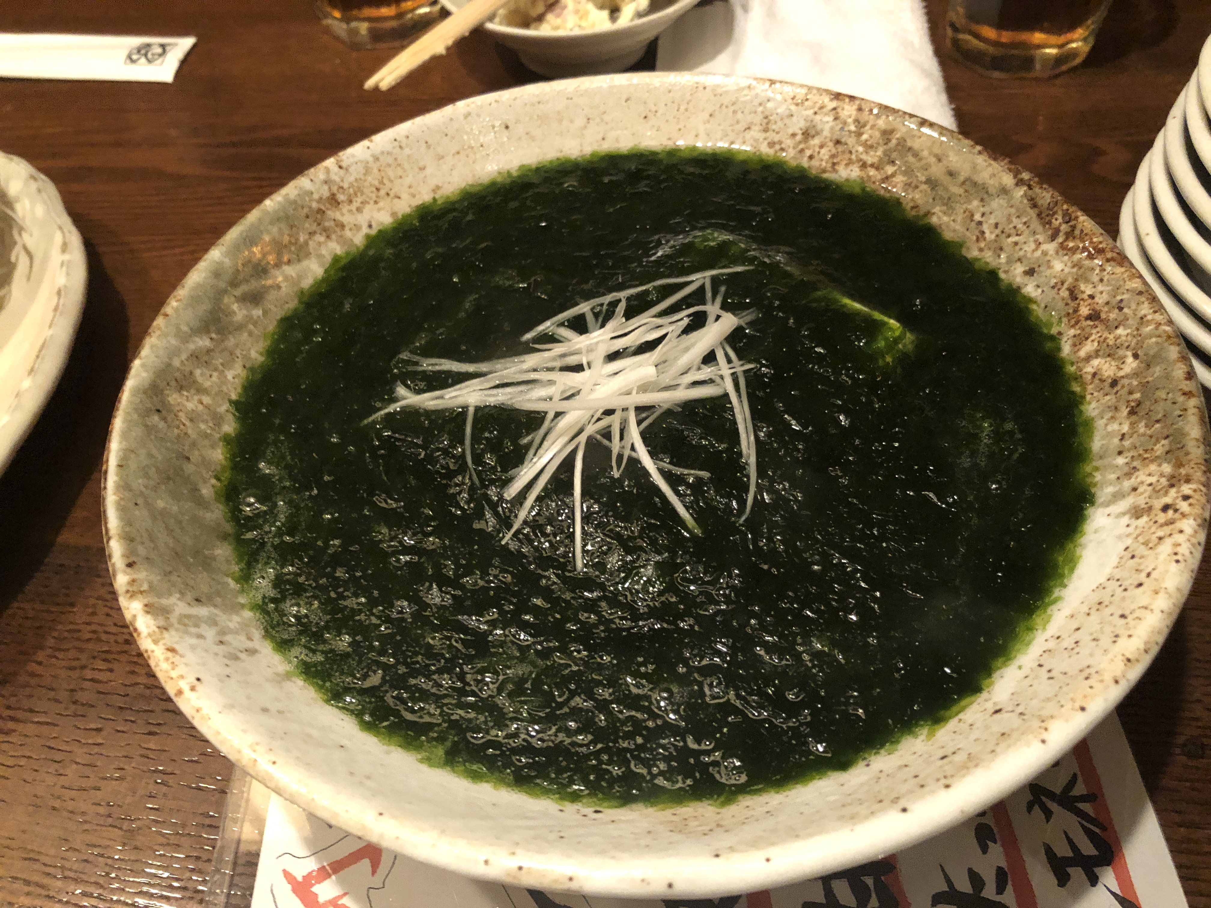 2018/02 魚金（五反田）に行ったら絶対食べたい青のりスープ