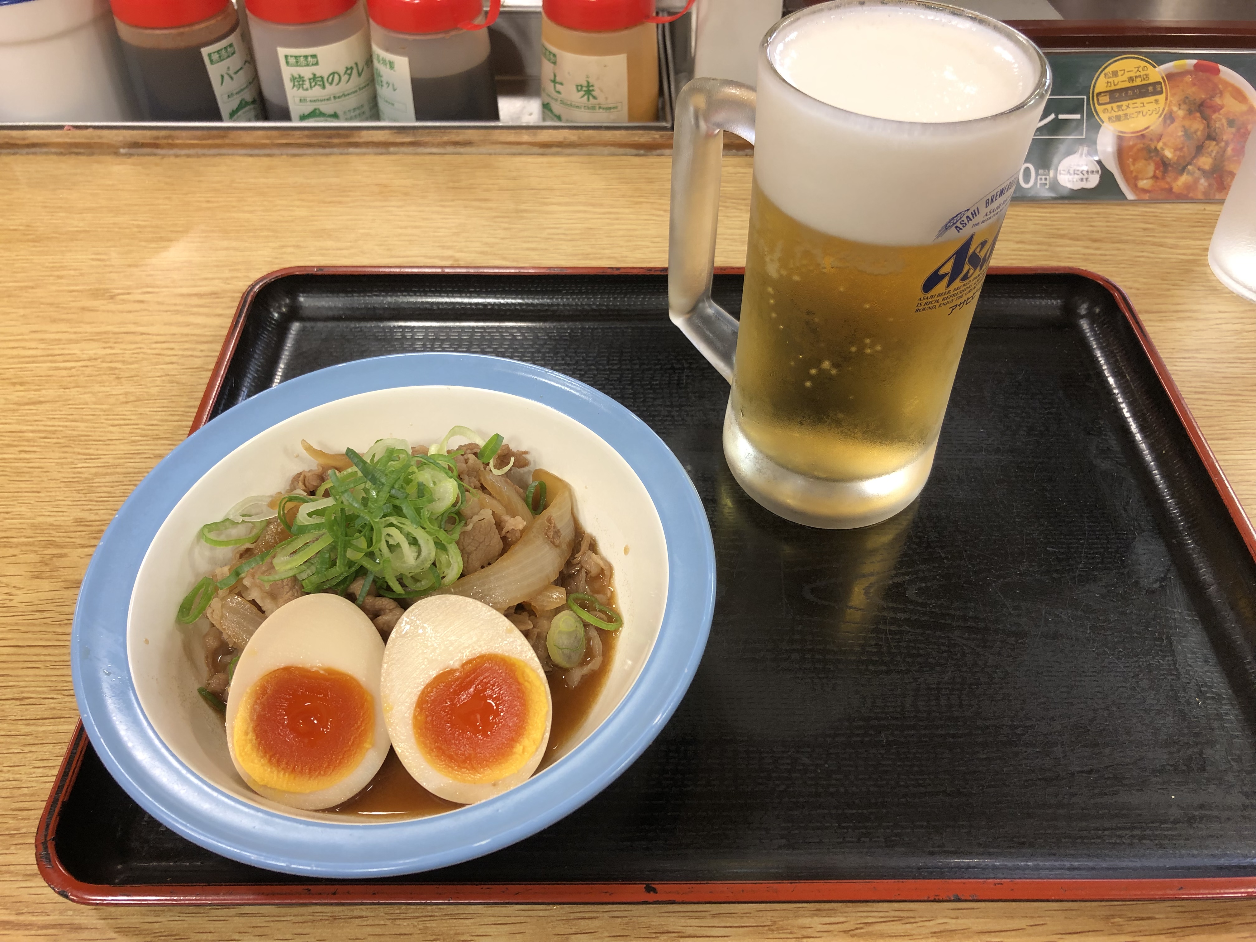 2019/08 松屋  味玉牛皿とビール